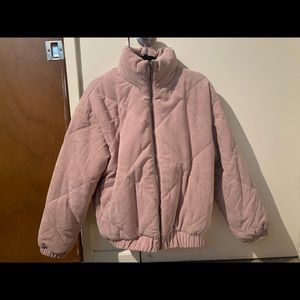 Pink cordoroy puffer jacket